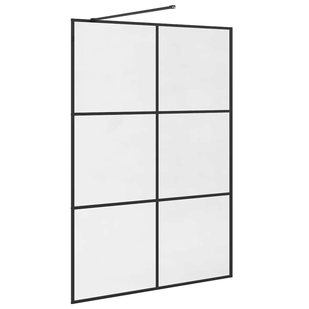 Parete per Doccia Walk-in Vetro Trasparente ESG 140x195cm Nera 151027