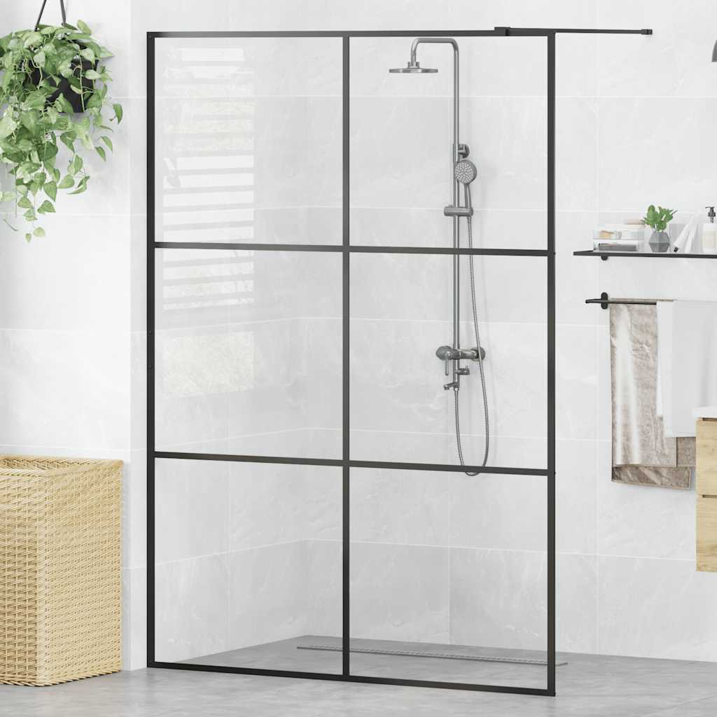 Parete per Doccia Walk-in Vetro Trasparente ESG 140x195cm Nera