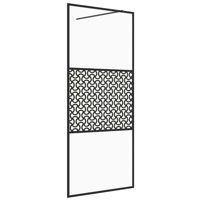 Parete per Doccia Walk-in Vetro Trasparente ESG 80x195 cm Nera cod mxl 44082