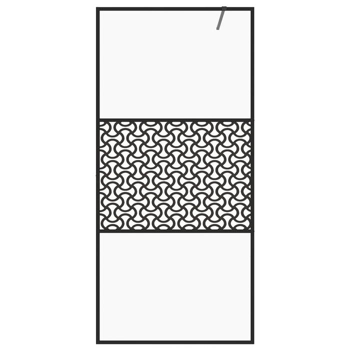 Parete per Doccia Walk-in Vetro Trasparente ESG 80x195 cm Nera 151028