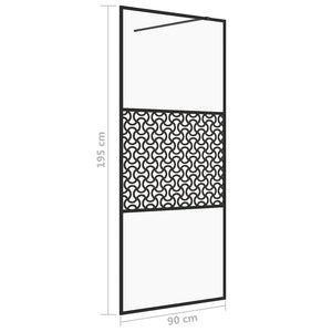 Parete per Doccia Walk-in Vetro Trasparente ESG 90x195 cm Nera cod mxl 39230