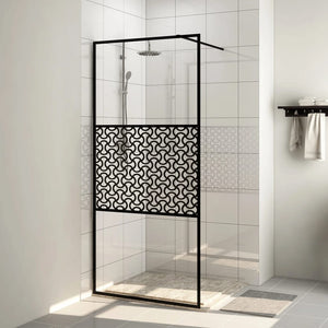 Parete per Doccia Walk-in Vetro Trasparente ESG 90x195 cm Nera cod mxl 39230