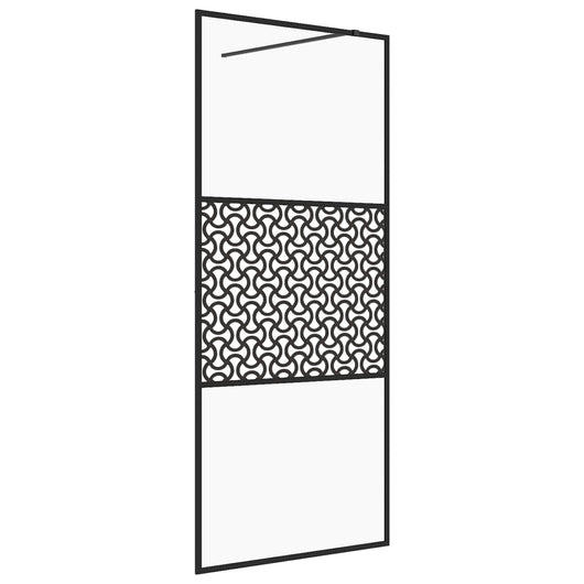 Parete per Doccia Walk-in Vetro Trasparente ESG 100x195cm Nera 151030
