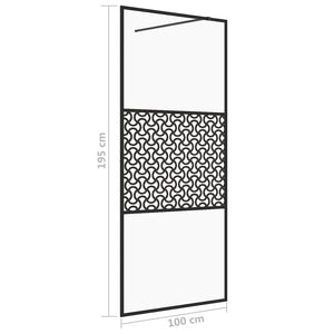Parete per Doccia Walk-in Vetro Trasparente ESG 100x195cm Nera 151030