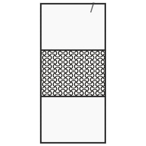 Parete per Doccia Walk-in Vetro Trasparente ESG 115x195cm Nera 151031