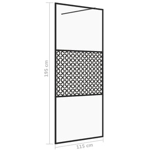 Parete per Doccia Walk-in Vetro Trasparente ESG 115x195cm Nera 151031