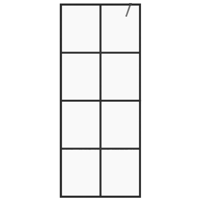 Parete per Doccia Walk-in Vetro Trasparente ESG 80x195 cm Nera 151033