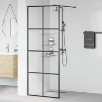 Parete per Doccia Walk-in Vetro Trasparente ESG 80x195 cm Nera cod mxl 48643