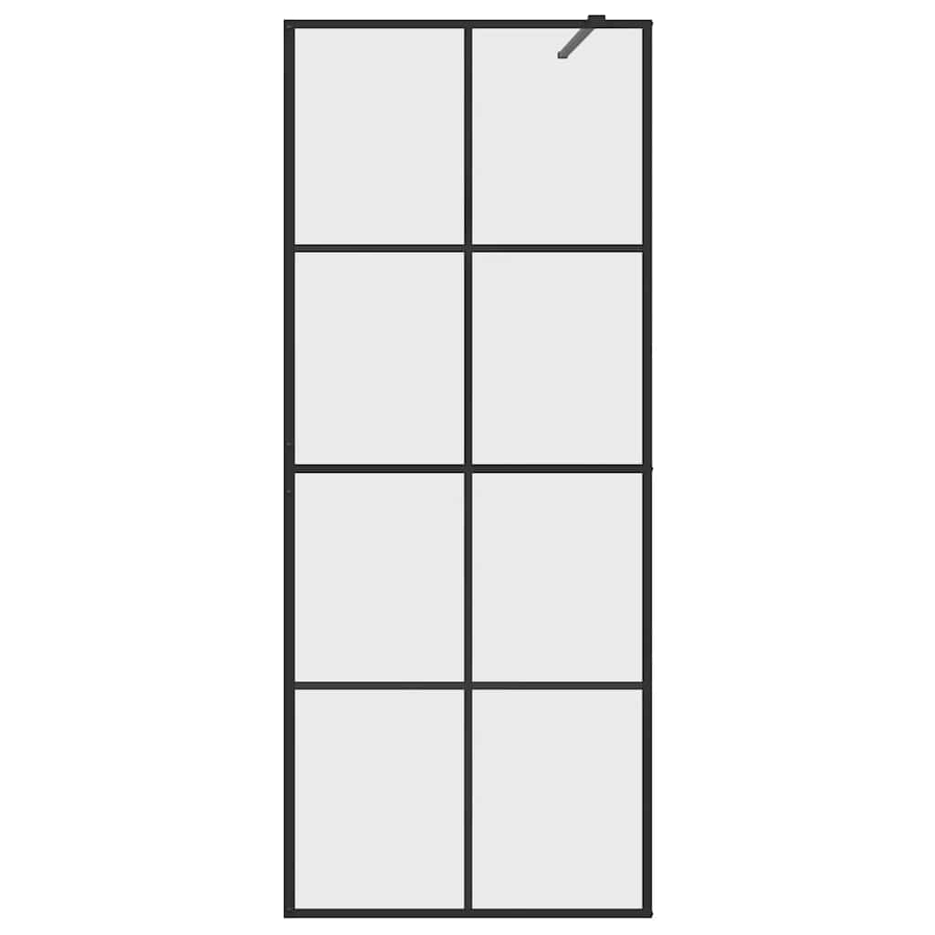 Parete per Doccia Walk-in Vetro Trasparente ESG 80x195 cm Nera cod mxl 48643