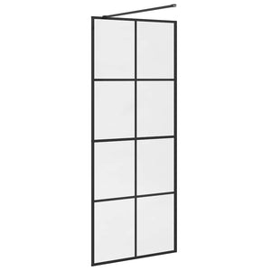 Parete per Doccia Walk-in Vetro Trasparente ESG 80x195 cm Nera 151033