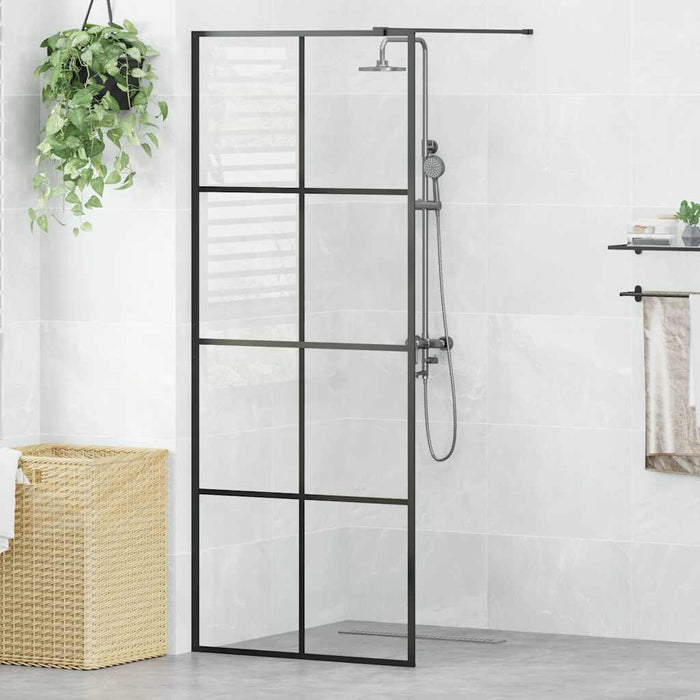 Parete per Doccia Walk-in Vetro Trasparente ESG 80x195 cm Nera 151033