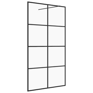 Parete per Doccia Walk-in Vetro Trasparente ESG 90x195 cm Nera 151034