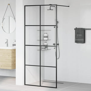 Parete per Doccia Walk-in Vetro Trasparente ESG 90x195 cm Nera 151034