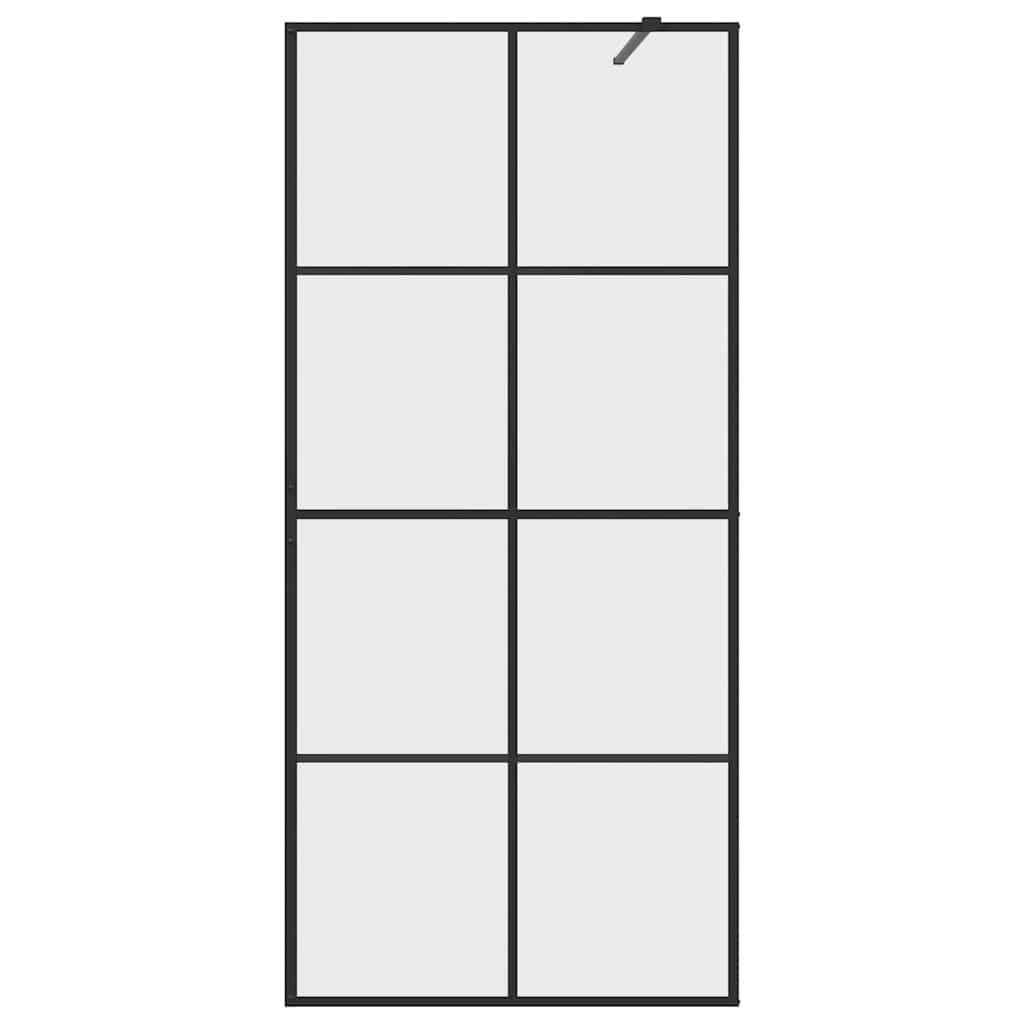 Parete per Doccia Walk-in Vetro Trasparente ESG 90x195 cm Nera 151034