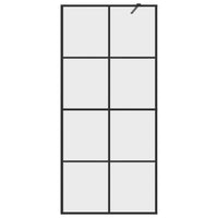 Parete per Doccia Walk-in Vetro Trasparente ESG 90x195 cm Nera 151034
