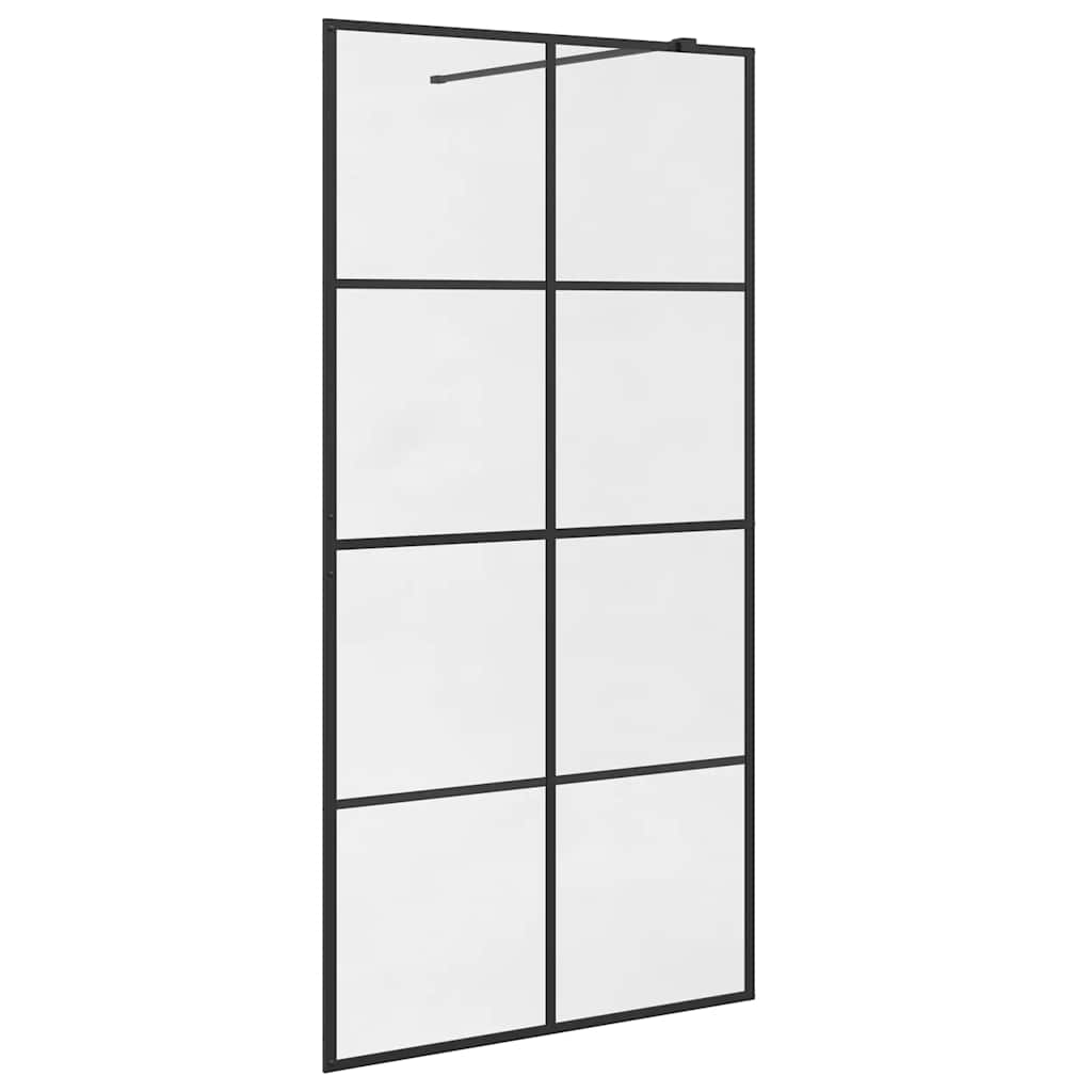Parete per Doccia Walk-in Vetro Trasparente ESG 100x195cm Nera 151035