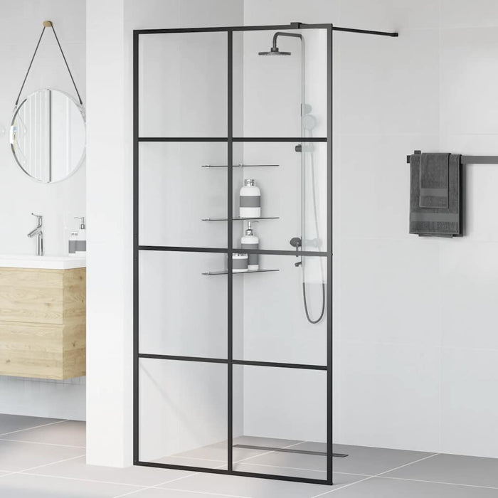 Parete per Doccia Walk-in Vetro Trasparente ESG 100x195cm Nera 151035