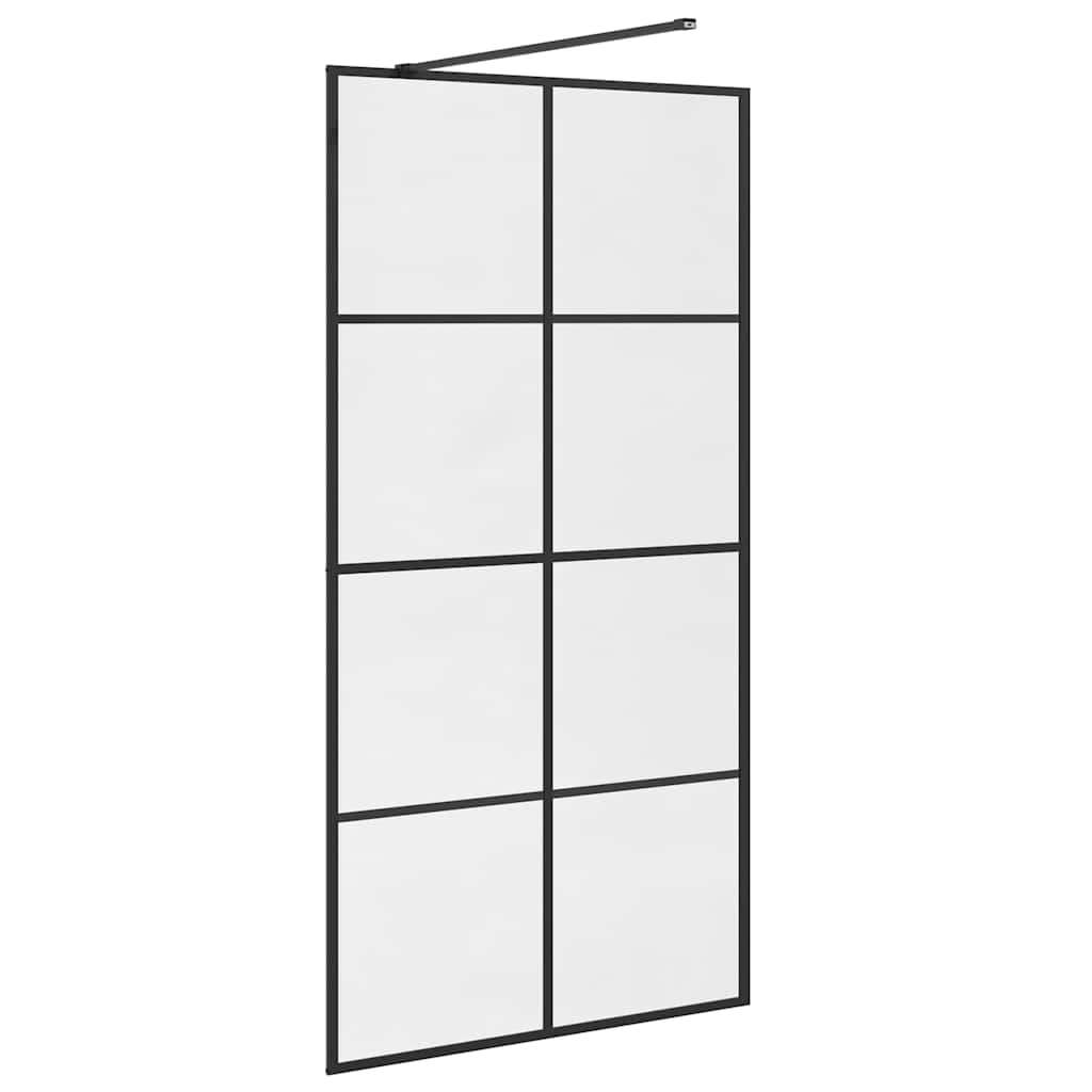Parete per Doccia Walk-in Vetro Trasparente ESG 100x195cm Nera 151035