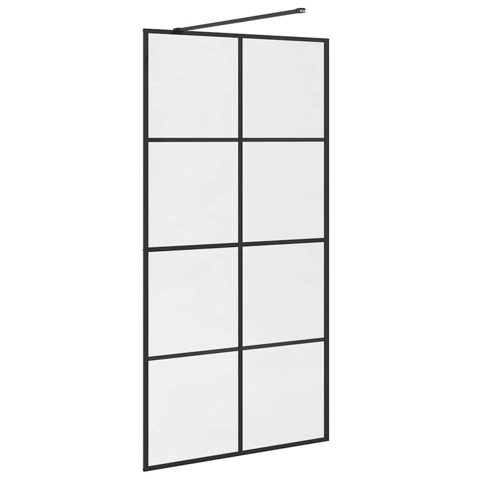 Parete per Doccia Walk-in Vetro Trasparente ESG 100x195cm Nera 151035