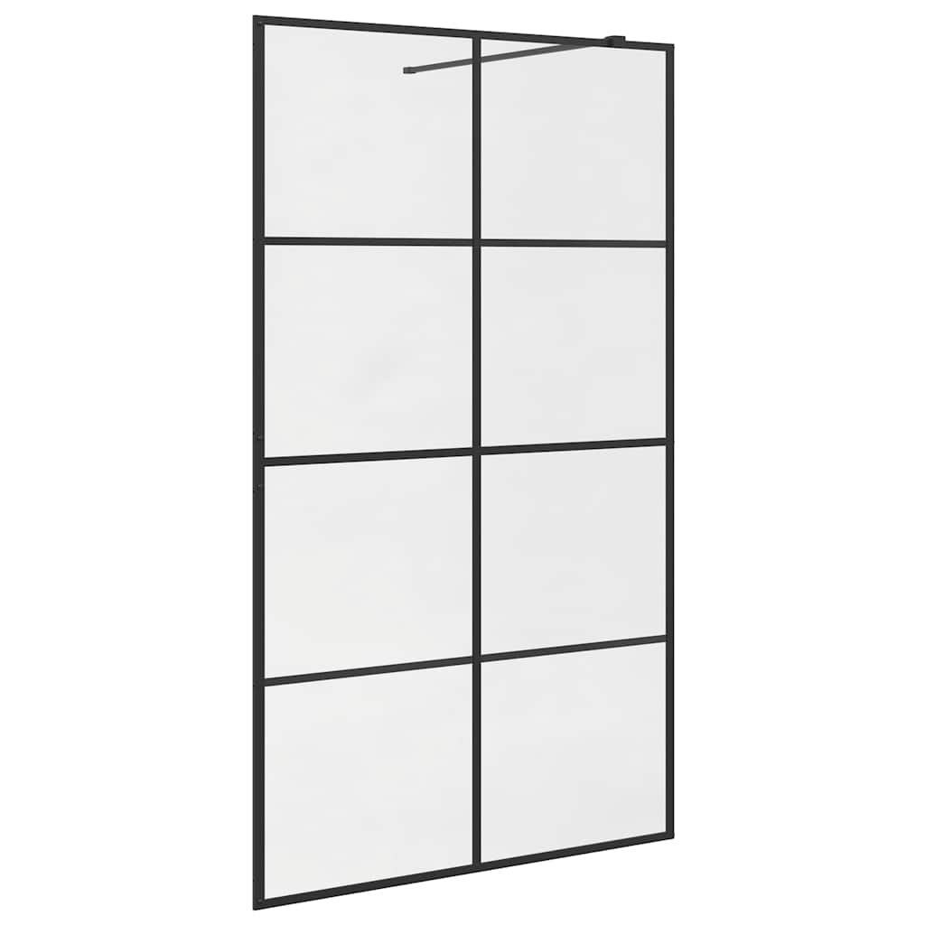 Parete per Doccia Walk-in Vetro Trasparente ESG 115x195cm Nera cod mxl 69378