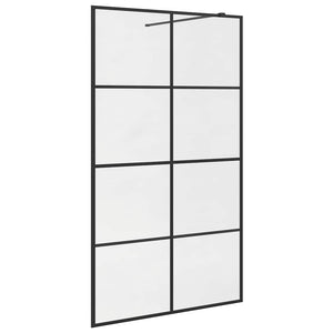 Parete per Doccia Walk-in Vetro Trasparente ESG 115x195cm Nera cod mxl 69378