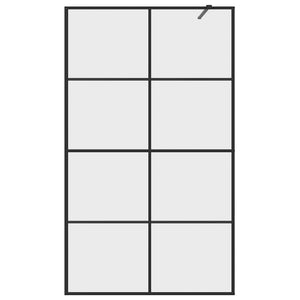 Parete per Doccia Walk-in Vetro Trasparente ESG 115x195cm Nera 151036