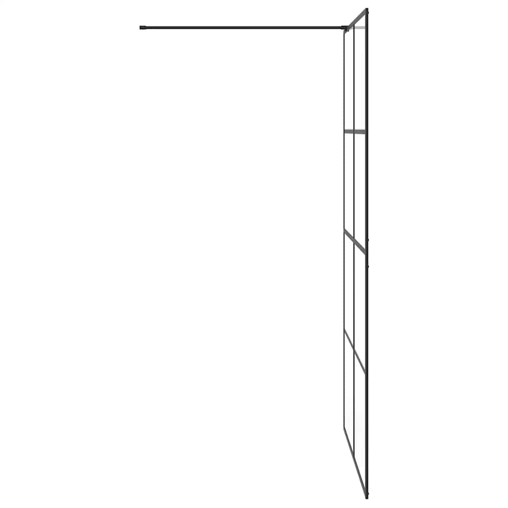 Parete per Doccia Walk-in Vetro Trasparente ESG 115x195cm Nera 151036