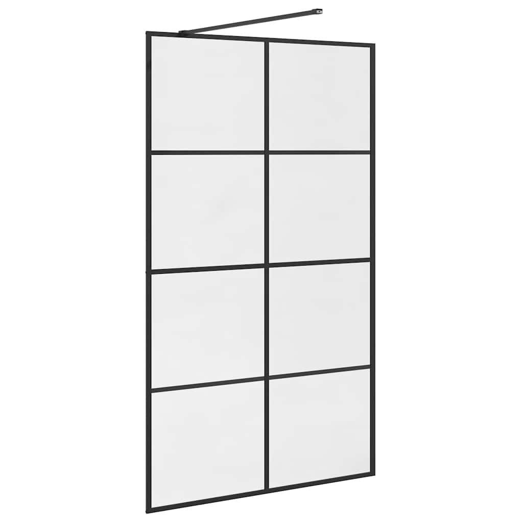 Parete per Doccia Walk-in Vetro Trasparente ESG 115x195cm Nera 151036
