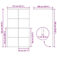 Parete per Doccia Walk-in Vetro Trasparente ESG 115x195cm Nera 151036