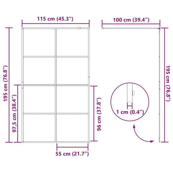 Parete per Doccia Walk-in Vetro Trasparente ESG 115x195cm Nera 151036