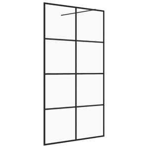 Parete Doccia Walk-in in Vetro Trasparente ESG 140x195cm Nera 151037