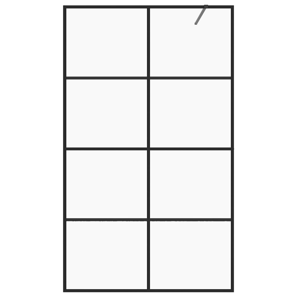 Parete Doccia Walk-in in Vetro Trasparente ESG 140x195cm Nera 151037