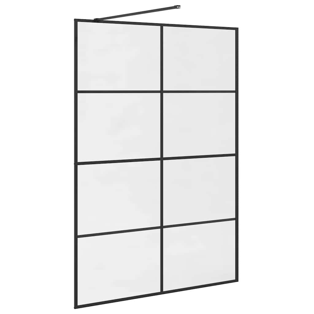 Parete Doccia Walk-in in Vetro Trasparente ESG 140x195cm Nera 151037