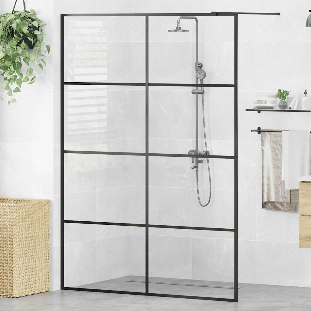 Parete Doccia Walk-in in Vetro Trasparente ESG 140x195cm Nera cod mxl 49143