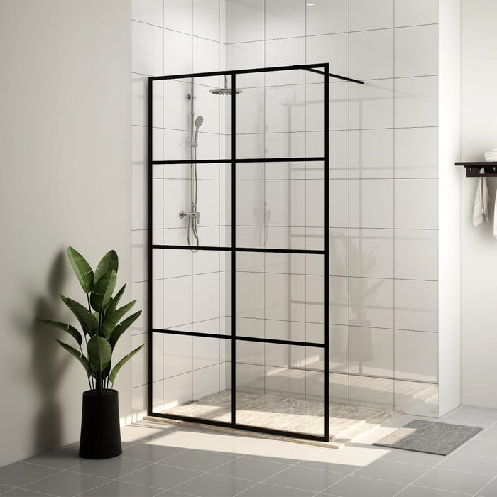 Parete Doccia Walk-in in Vetro Trasparente ESG 140x195cm Nera 151037