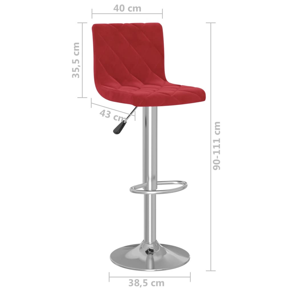 Sgabelli da Bar 2 pz Rosso Vino in Velluto cod mxl 70313