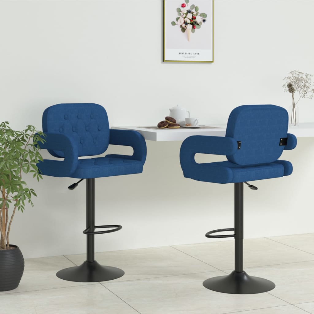 Sgabelli da Bar 2 pz Blu in Tessuto 335621