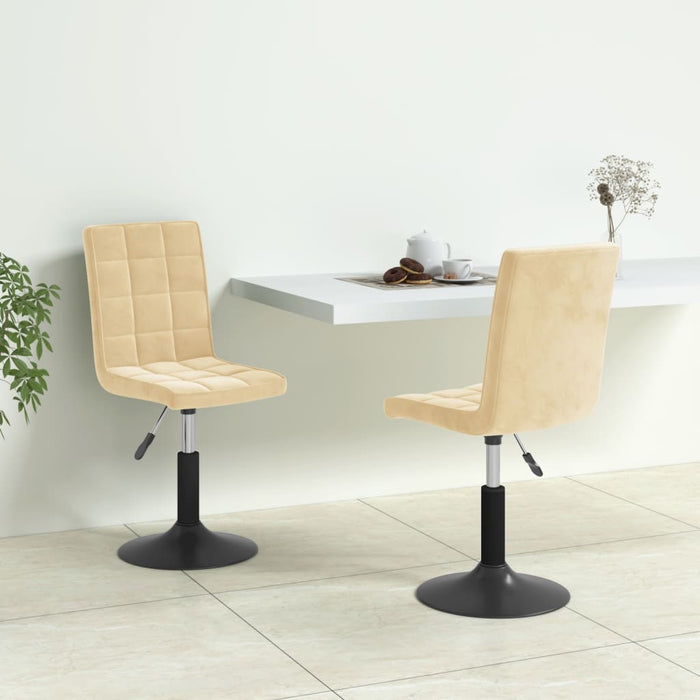 vidaXL Sedie da Pranzo Girevoli 2 pz Crema in Velluto