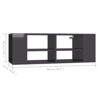 Armadietto TV da Parete Grigio Lucido 102x35x35cm in Truciolato cod mxl 23006