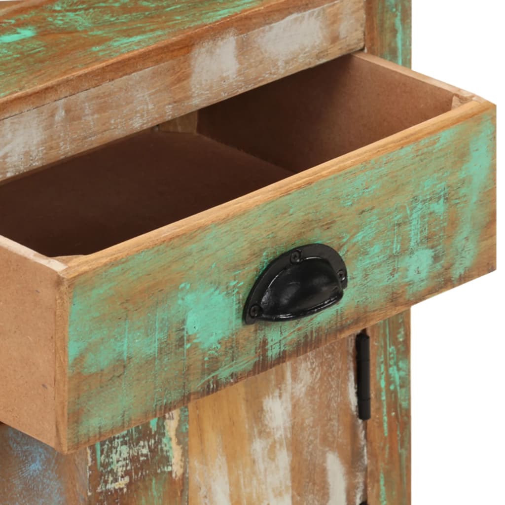 Comodino con Ruote 40x30x57 cm in Legno Massello di Recupero 328316