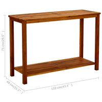 Tavolo Consolle da Giardino 110x40x75cm Legno Massello Acacia 316406