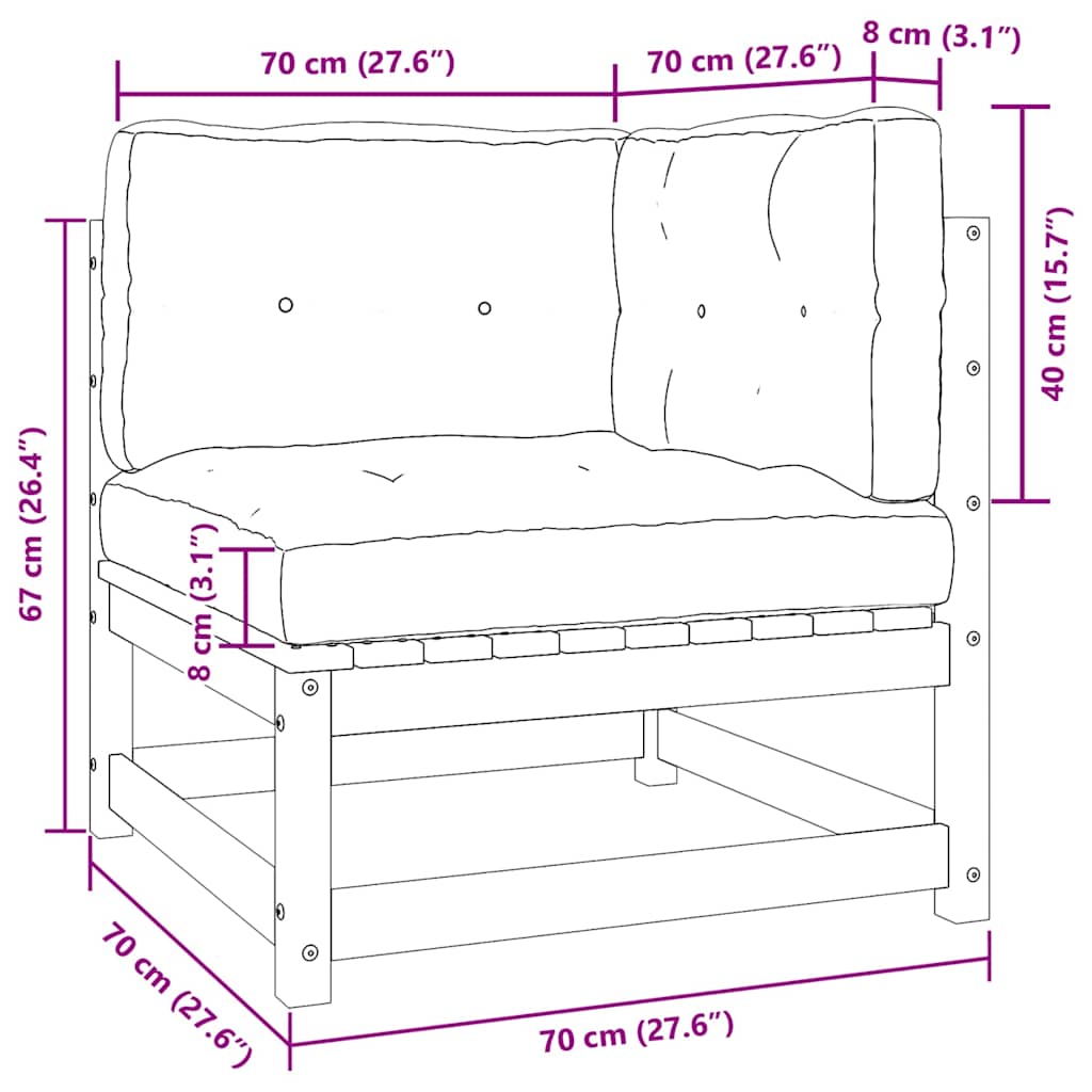 Divano Angolare Giardino con Cuscini Antracite Legno di Pino 807286