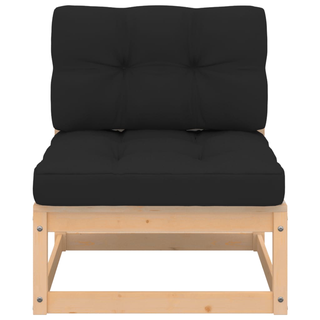 Divano Centrale Giardino con Cuscini in Legno di Pino 807287