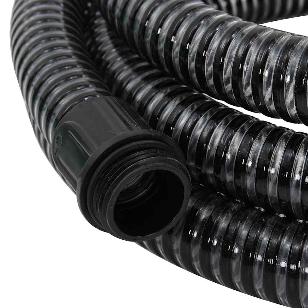 Tubo di Aspirazione con Raccordi in Ottone Nero 1,1" 15 m PVC 151064