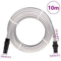 Tubo Aspirazione con Connettori in PVC Trasparente 1" 10 m PVC 151075