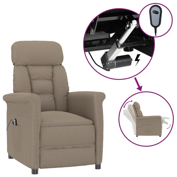 Poltrona Reclinabile Elettrica Tortora in Scamosciato 3073585