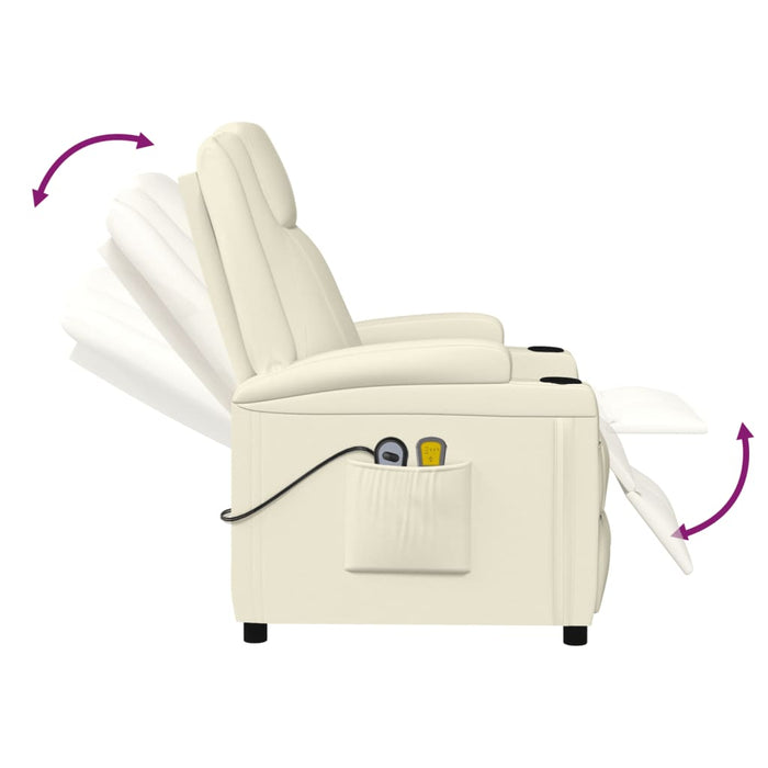 vidaXL Poltrona Massaggiante Elettrica Bianco Crema Similpelle