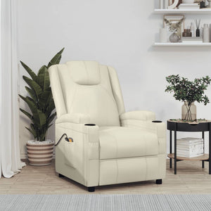 vidaXL Poltrona Massaggiante Elettrica Bianco Crema Similpelle