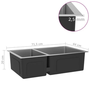 Lavello cucina lavello da incasso interno casa montaggio sopra o sotto resistente ai graffi e agli urti 71,5 x 44 cm acciaio inox 02_0002477