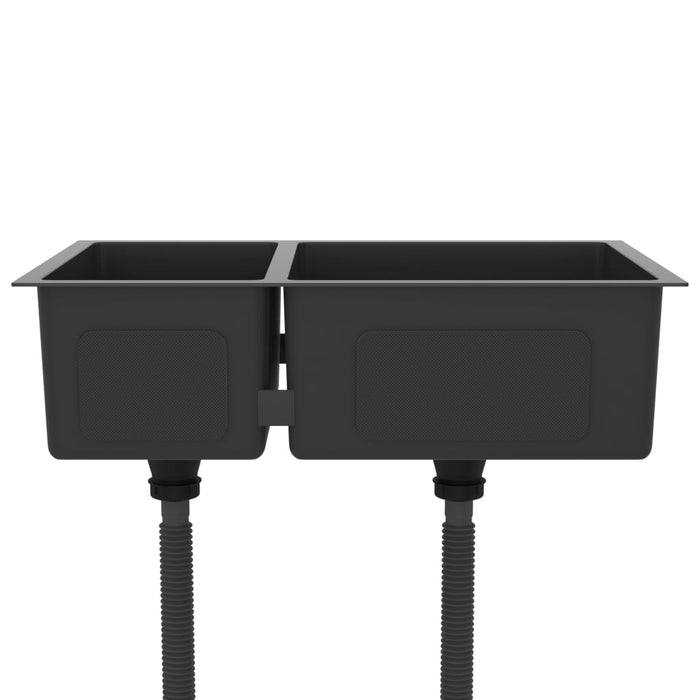 Lavello cucina 62 x 36 x 51 cm acciaio inox nero 02_0002478